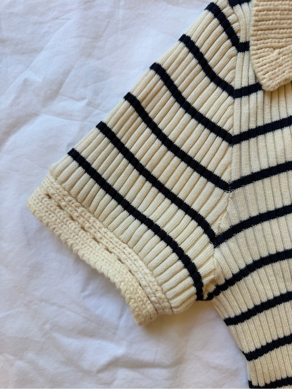 Moon River Black Ivory Striped Ribbed Polo Sweater Midi Dress Size Med - Picture 5 of 13